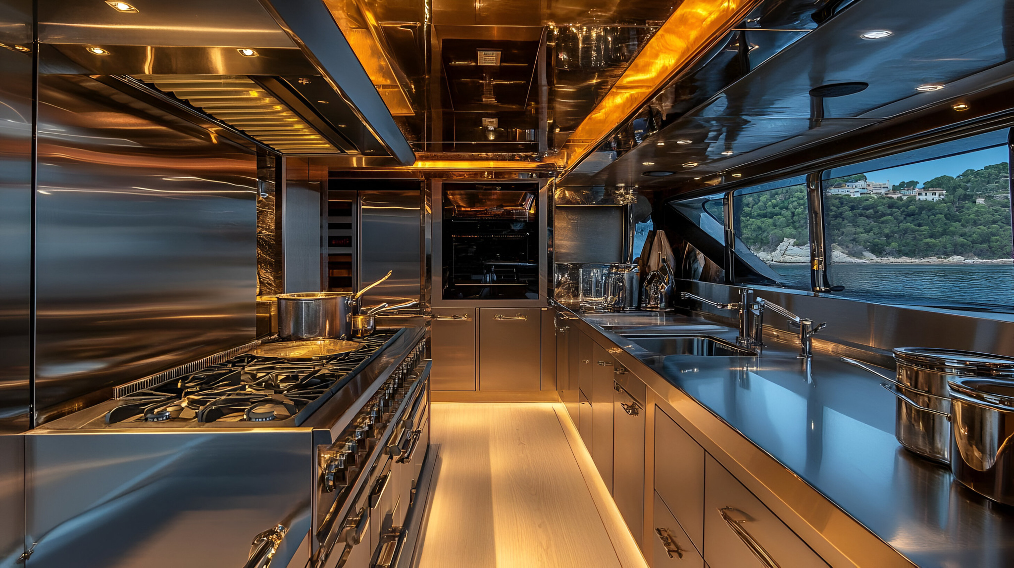 a kitchen with a stove top oven next to a window