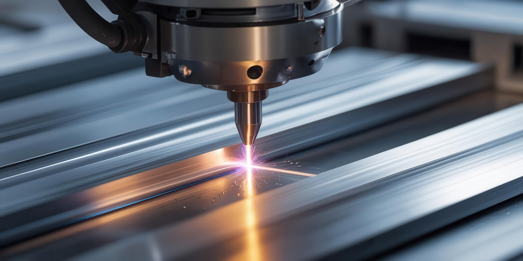 a machine cutting a piece of metal
