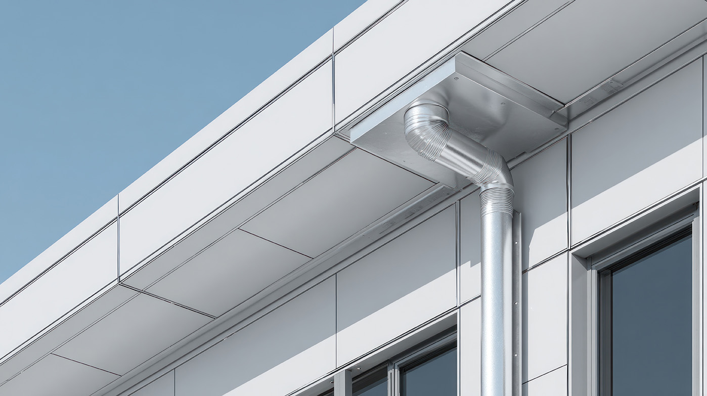 a metal pipe on the side of a building