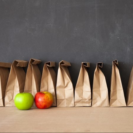 Brown Bag School Lunch with apples