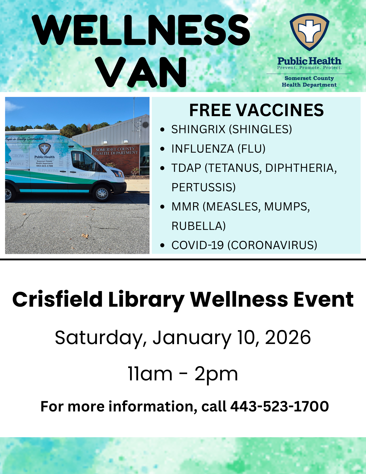 Wellness Van Vaccine Event: January 10, 2026