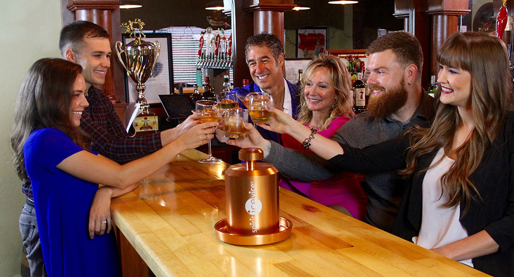 Friends Enjoying Cocktails Spirits On Ice Golf Course
