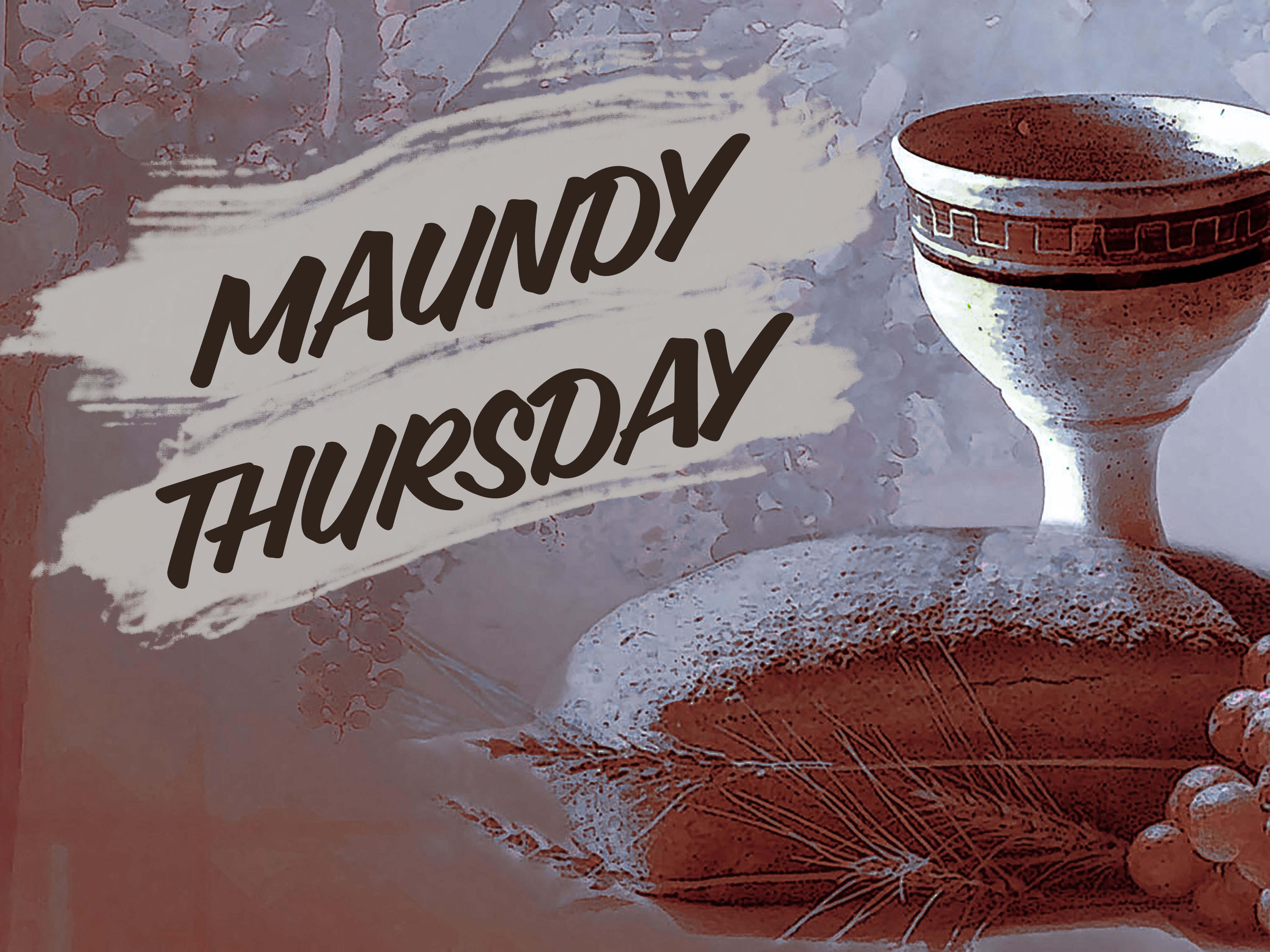a painting of a crucifix with the words maundy thursday on it