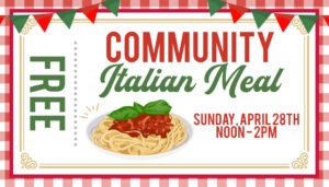a sign advertising a free italian meal