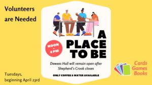 a flyer for a place to be with people sitting at a table