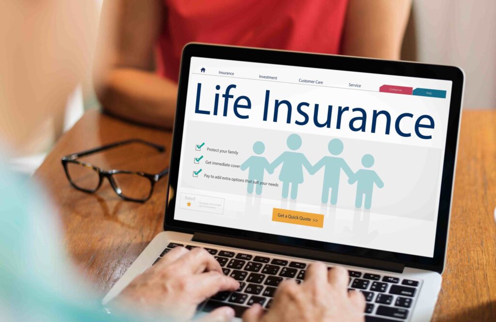 close up of laptop with life insurance information