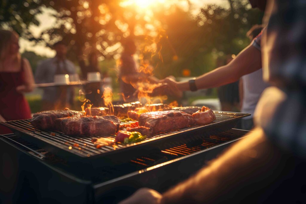 grililng steaks outside