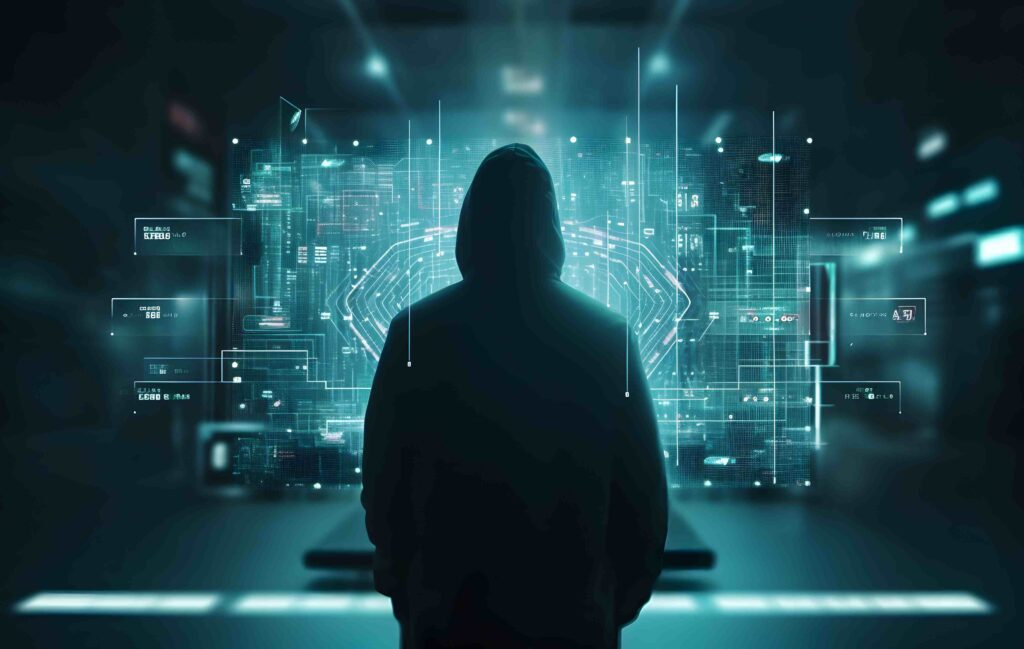 a man in a hooded jacket standing in front of a cityscape