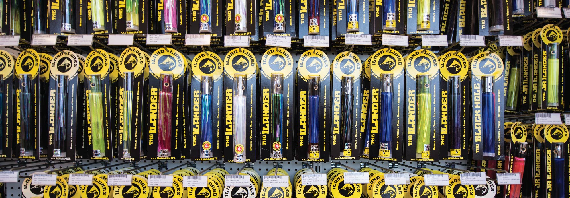 Wall of various fishing lures in West Ocean City, MD