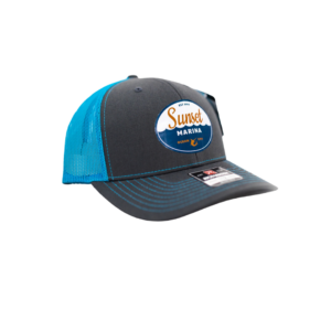 Sunset Oval Patch Hat in Charcoal/Neon Blue