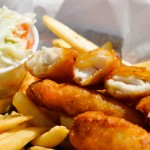fish and chips with side of coleslaw
