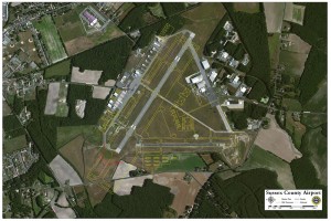 aerial photo with plans drawn for sussex county airport