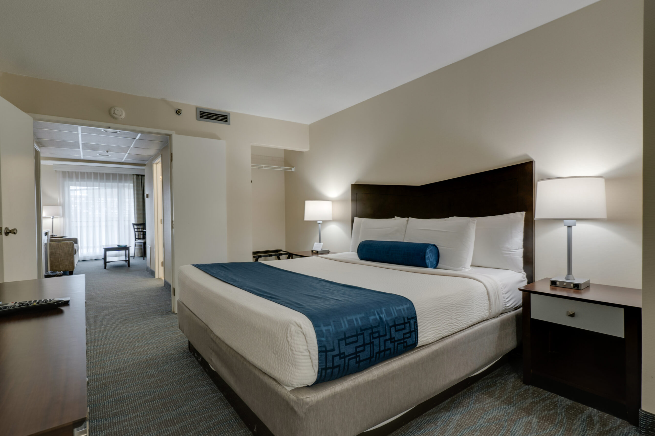 hotel suite with king bed