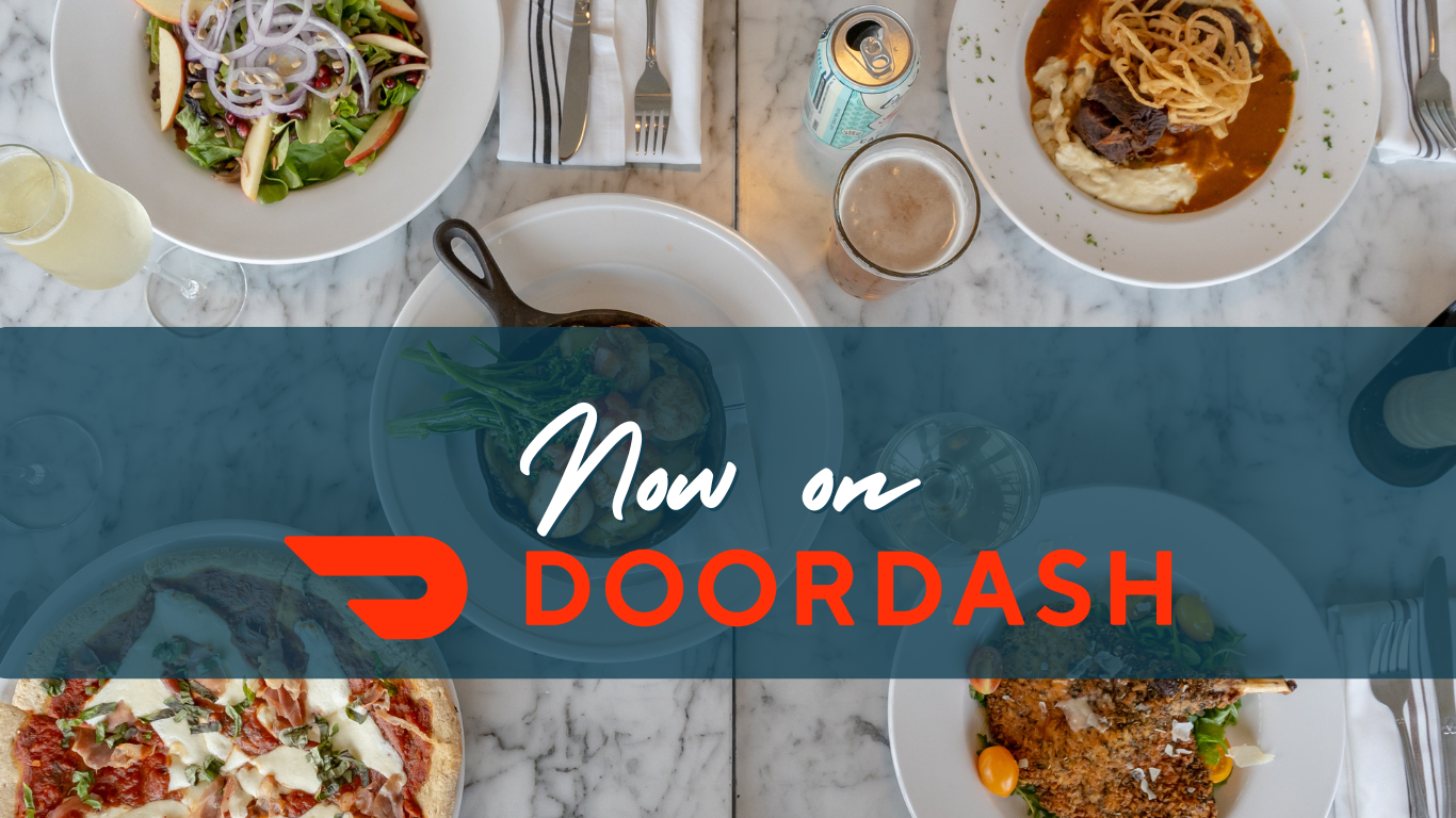 a table full of food with the words now on 5 doordash