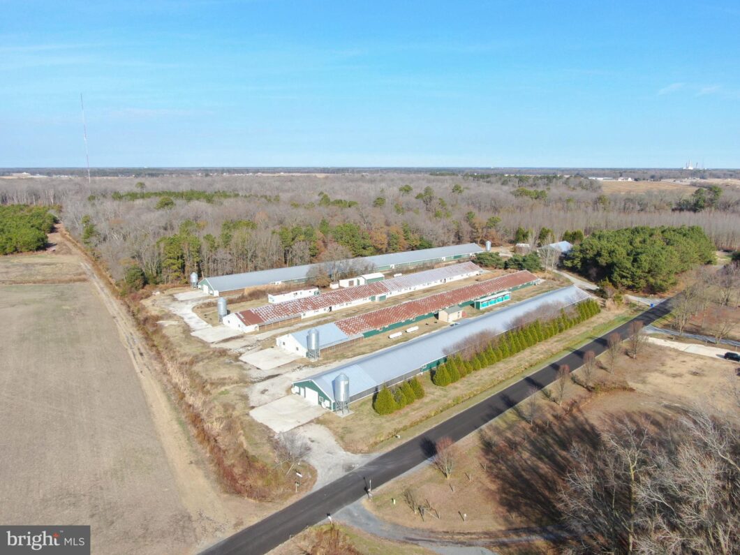 an aerial view of a large industrial area