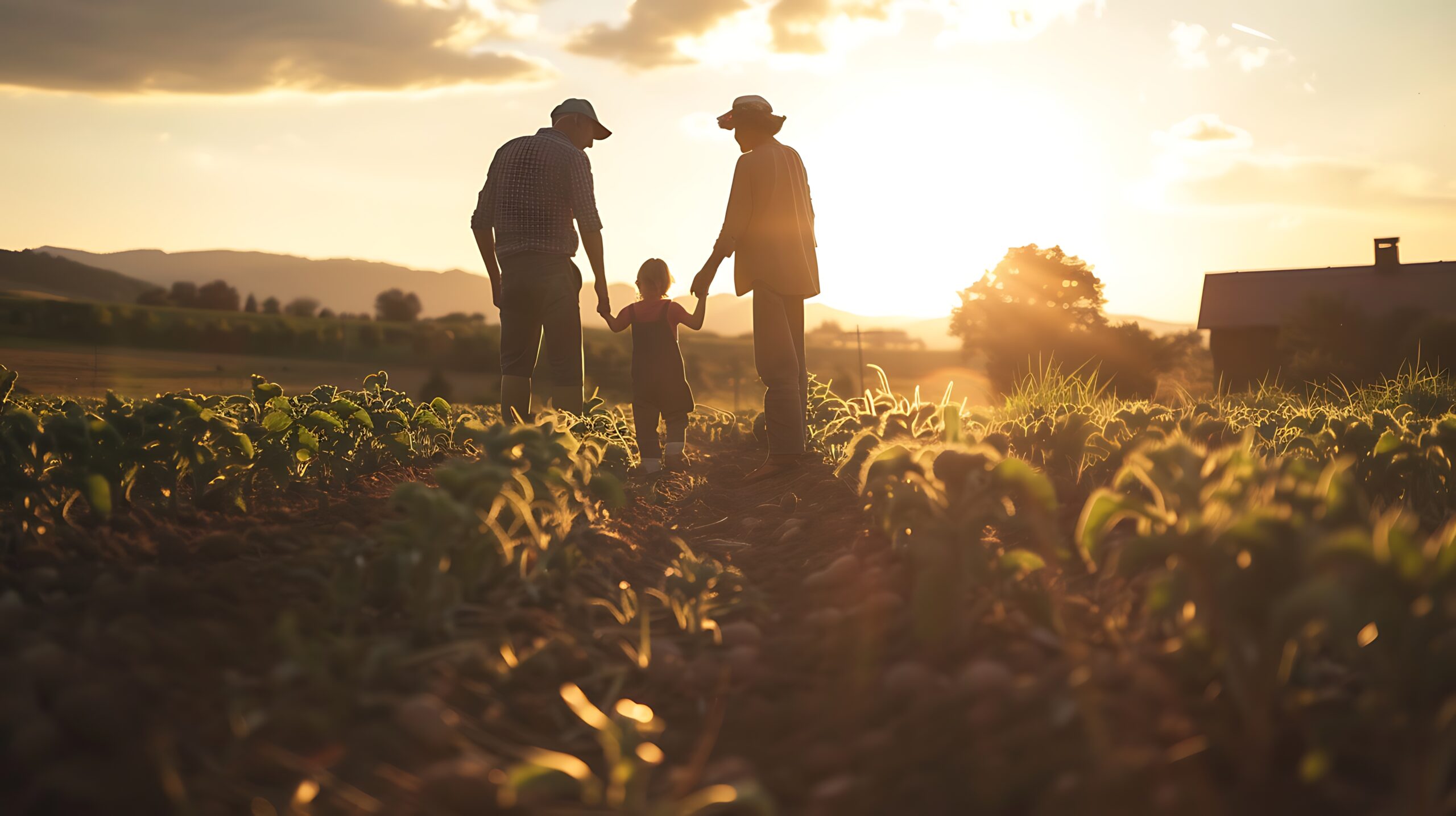 a couple of people that are standing in a field