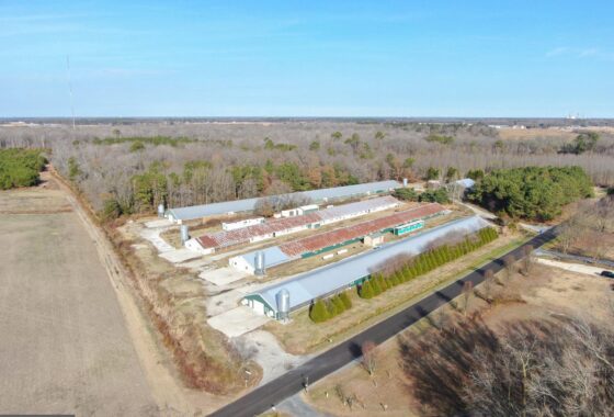 an aerial view of a large industrial area