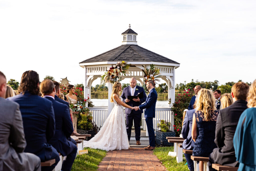 wedding ceremony at Thousand Acre Farm wedding venue