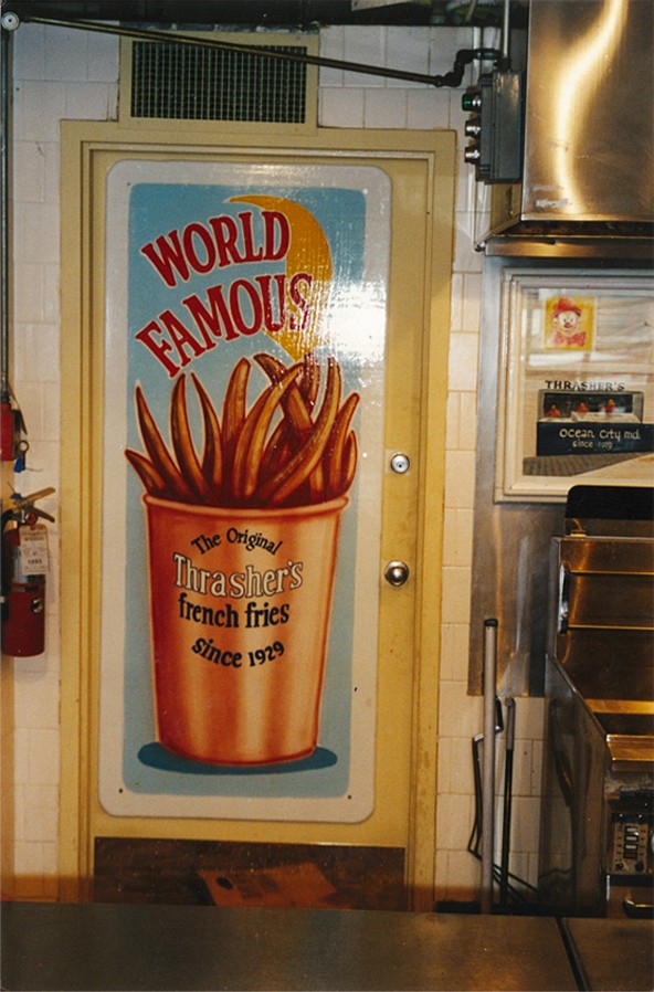Thrasher's Sign on a vintage door