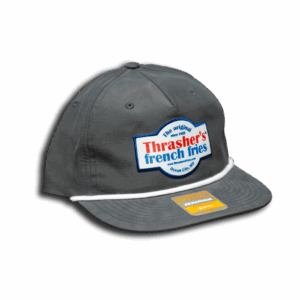 Grey Flat Brim Hat with Retro Logo