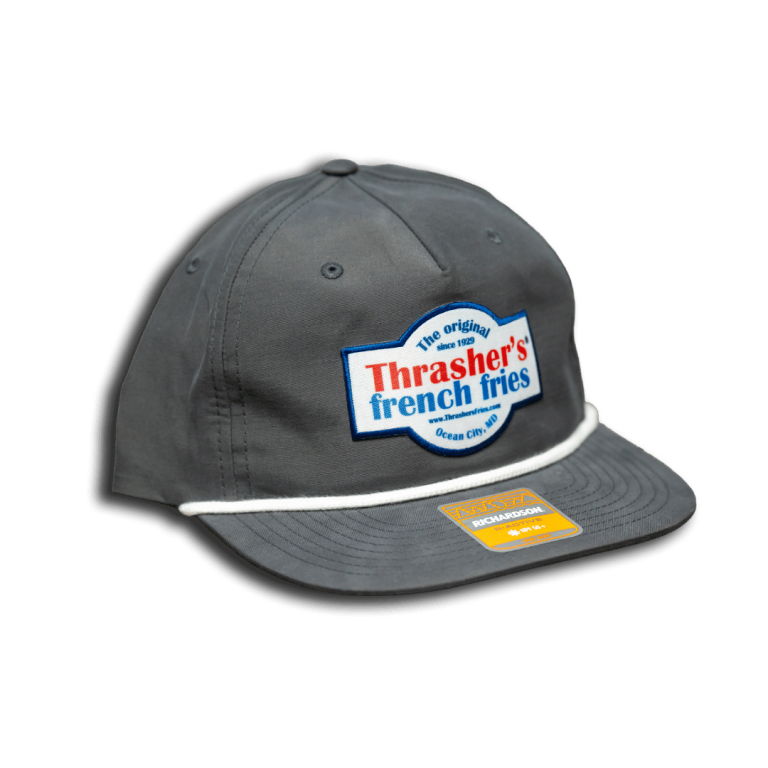 Grey Flat Brim Hat with Retro Logo