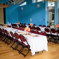 Banquet room with wedding decor
