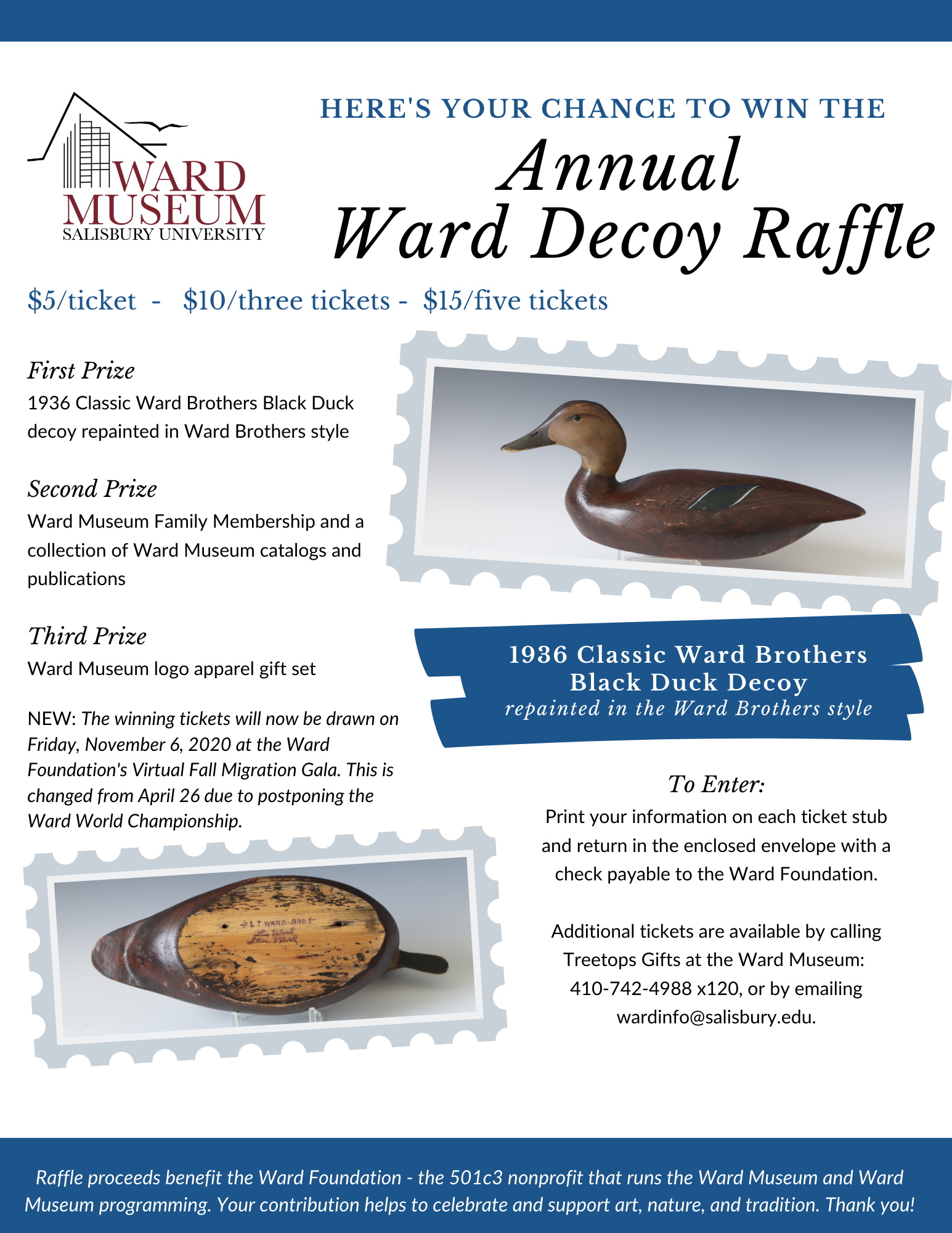 Annual Ward Decoy Raffle & New Dates