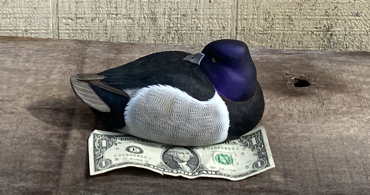 2021 Benefit Auction Item Ringneck Drake Half Size Carved By John Day Version 1