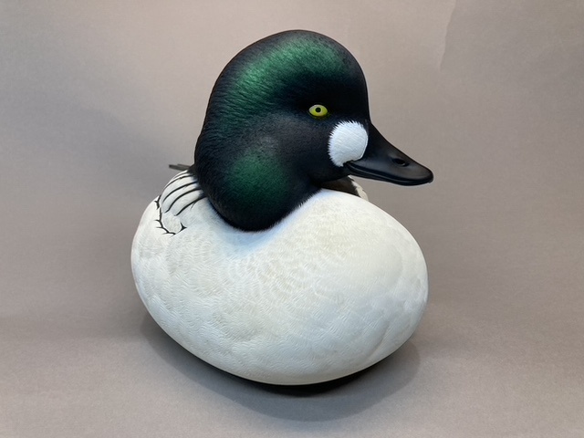2021 Benefit Auction Item Polyresin Reproduction Of An Original Goldeneye Decoy By Jett Brunet Version 1
