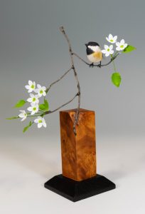 2021 Benefit Auction Item Minature Black Capped Chickadee On Branch By Richard Snyder Version 2