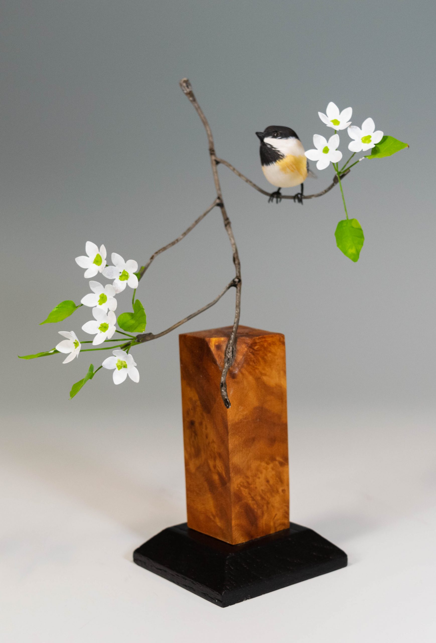 2021 Benefit Auction Item Minature Black Capped Chickadee On Branch By Richard Snyder Version 2