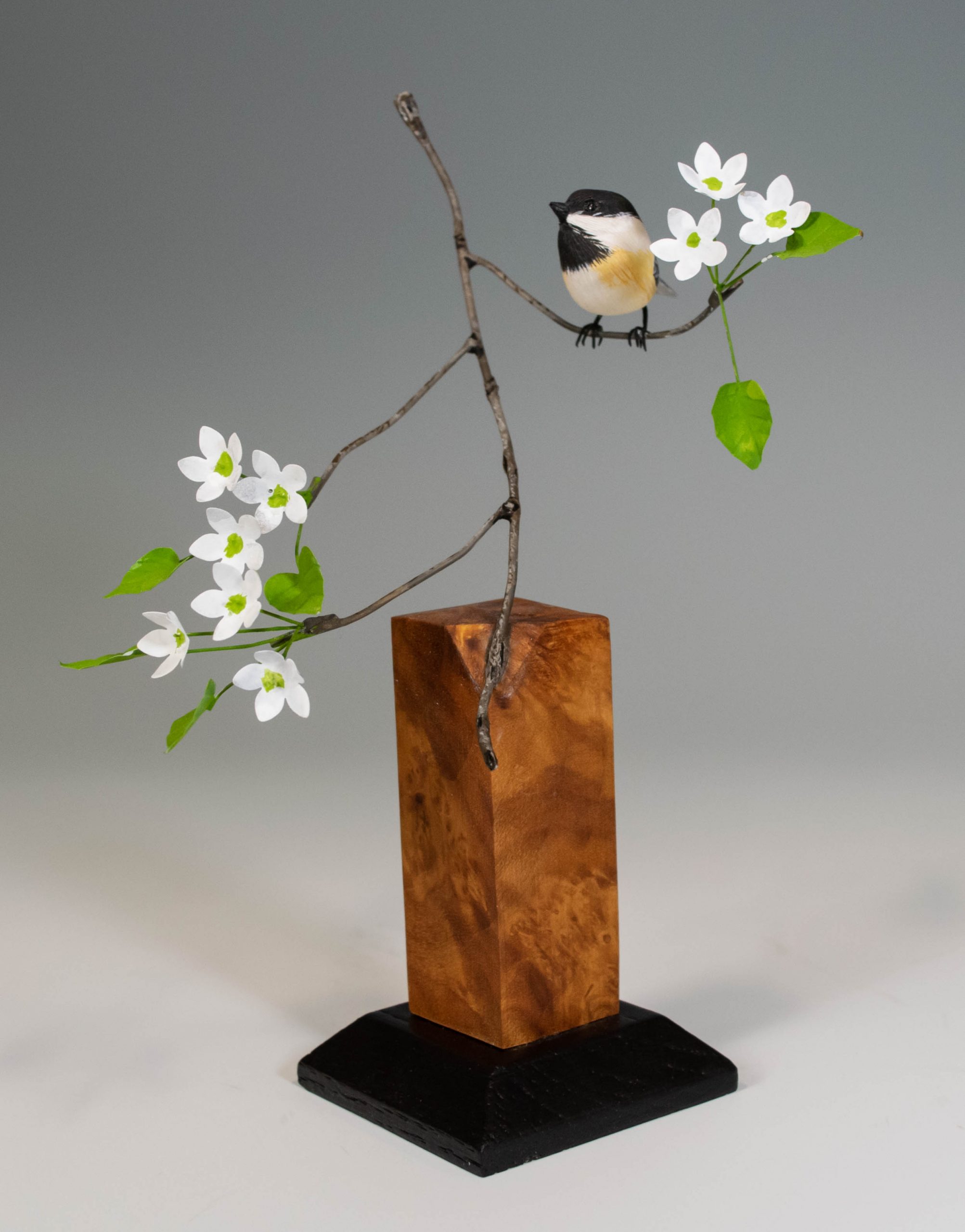 2021 Benefit Auction Item Minature Black Capped Chickadee On Branch By Richard Snyder Version 1