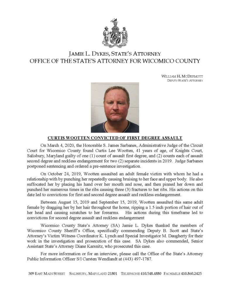 Press release of Curtis Wootten conviction