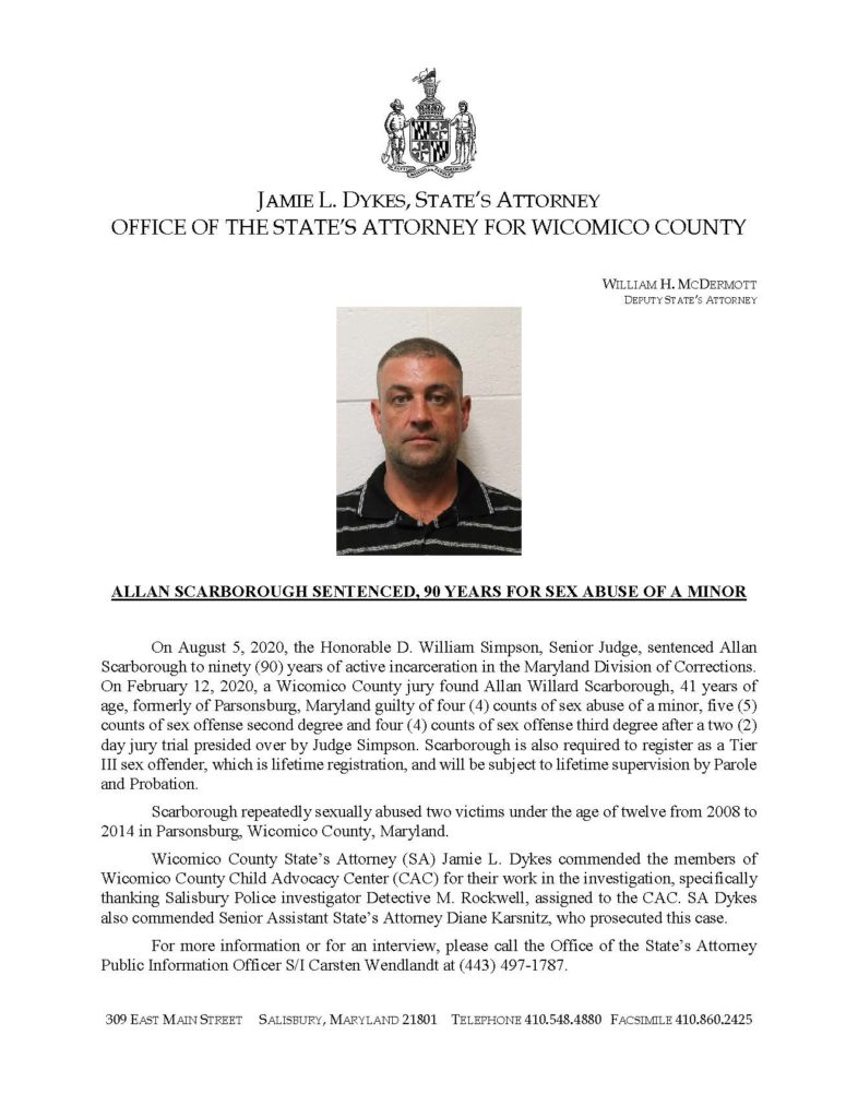 Press release of Allan Scarborough sentencing