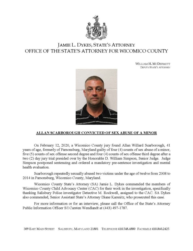 Press release of Allan Scarborough conviction