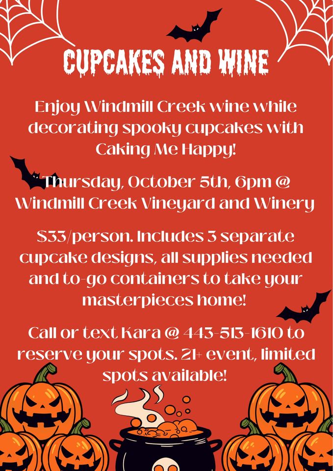 Red flyer with pumpkins, spider webs, and bats on the edges