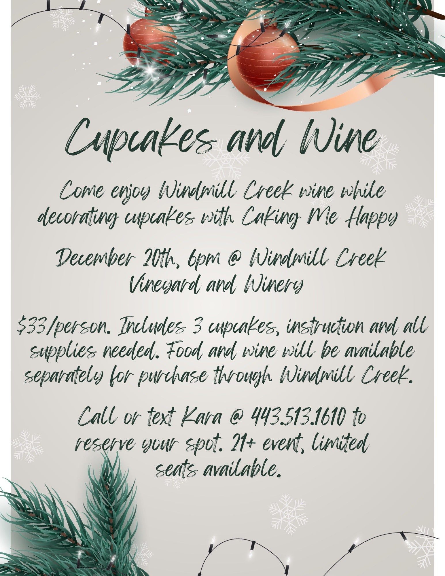 Cupcakes and Wine at Windmill Creek Vineyard and Winery