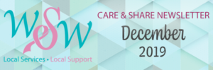 a poster with the words care and share news letter on it