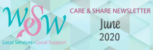 a poster with the words care and share news letter june 2020
